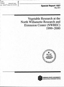 Vegetable Research at the North Willamette Research and Extension Center (NWREC) 1999-2000