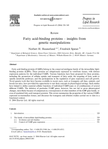 Progress in Lipid Research Fatty acid-binding proteins – insights from genetic manipulations
