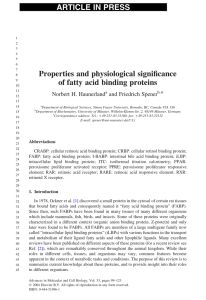 Properties and physiological significance of fatty acid binding proteins ARTICLE IN PRESS *