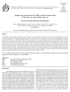 Cloning and expression of the VHDL receptor from fat body