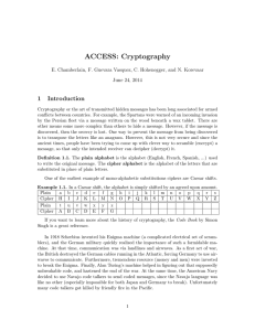 ACCESS: Cryptography 1 Introduction