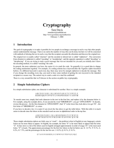 Cryptography Tom Davis 1 Introduction