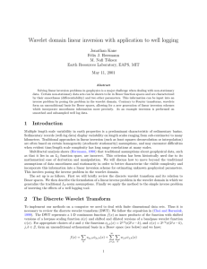 Wavelet domain linear inversion with application to well logging Jonathan Kane