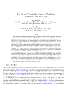 3–D Surface Topography Boundary Conditions in Seismic Wave Modelling