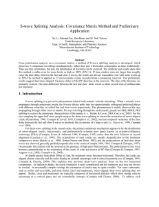 S-wave Splitting Analysis: Covariance Matrix Method and Preliminary Application