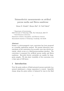 Seismoelectric measurements on artifical porous media and Berea sandstone Menne D. Schakel