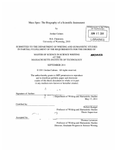 N LiBRARIES Mass  Spec:  The Biography  of a Scientific ... ARCHIVES