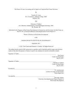 The Future of Lease Accounting and its Impact on Corporate...  By Timothy R. Canon