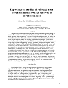 Experimental studies of reflected near- borehole acoustic waves received in borehole models