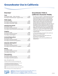 Groundwater Use in California Groundwater’s Role in Overview California’s Economic Vitality