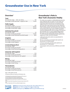 Groundwater Use in New York Groundwater’s Role in Overview New York’s Economic Vitality