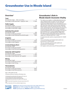 Groundwater Use in Rhode Island Groundwater’s Role in Overview Rhode Island’s Economic Vitality