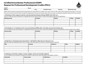 Certified Groundwater Professional (CGWP) Request for Professional Development Credits (PDCs)