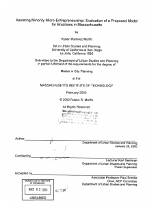 Assisting Minority  Micro-Entrepreneurship:  Evaluation  of a ... for Brazilians  in  Massachusetts