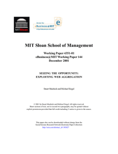 MIT  Sloan  School of  Management Working Paper 4351-01 eBusiness@MIT Working Paper 144 December 2001