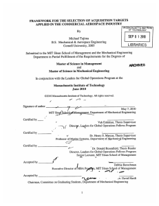 1 SEP LIBRARIES FRAMEWORK  FOR THE SELECTION  OF ACQUISITION  TARGETS