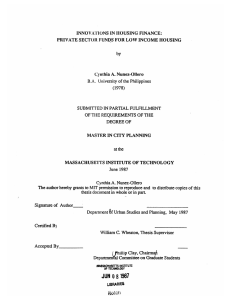 INNOVATIONS  IN  HOUSING  FINANCE: by (1978) SUBMITTED  IN