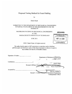 I Proposed  Testing  Method for Foam Padding LIBRARI ES ARCHIVES