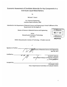 Economic  Assessment of Candidate  Materials for Key ... Grid-Scale  Liquid  Metal  Battery