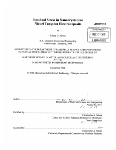 LIBRARIES Residual  Stress in Nanocrystalline Nickel  Tungsten  Electrodeposits DEC