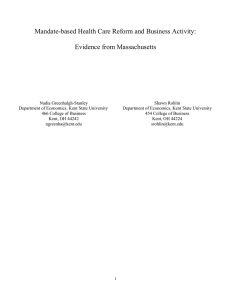 Mandate-based Health Care Reform and Business Activity: Evidence from Massachusetts