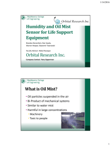 Orbital Research Inc. Humidity and Oil Mist Sensor for Life Support Equipment