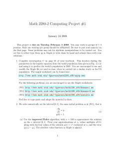 Math 2280-2 Computing Project #1 January 24 2008