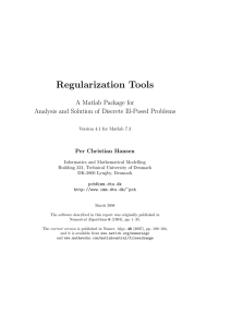 Regularization Tools A Matlab Package for Per Christian Hansen