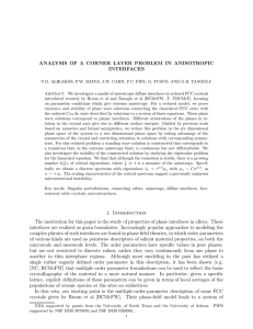 ANALYSIS OF A CORNER LAYER PROBLEM IN ANISOTROPIC INTERFACES
