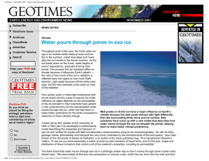 Water pours through pores in sea ice Subscribe Archives