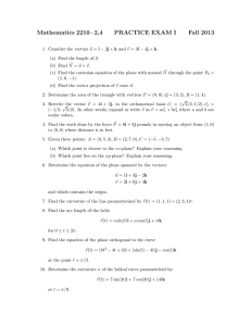 Mathematics 2210−2,4 PRACTICE EXAM I Fall 2013