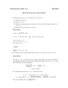 −2,4 Mathematics 2210 Fall 2013 PRACTICE EXAM I SOLUTIONS