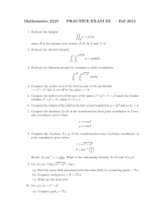 Mathematics 2210 PRACTICE EXAM III Fall 2013