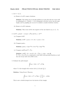 Math 2210 PRACTICE FINAL SOLUTIONS Fall 2013