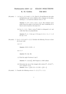 Mathematics 2210−1,2 EXAM I SOLUTIONS K. M. Golden Fall 2015