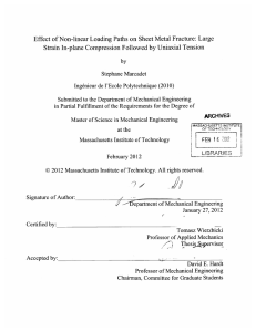 Effect  of Non-linear  Loading  Paths  on ... by Stephane  Marcadet Ingenieur  de l'Ecole Polytechnique  (2010)