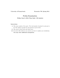 Prelim Examination Friday June 6, 2014 Time limit: 150 minutes