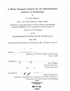 A  Water  Demand  Analysis  for ... Institute of  Technology D.