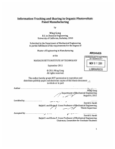 Information Tracking and Sharing in Organic Photovoltaic Panel  Manufacturing