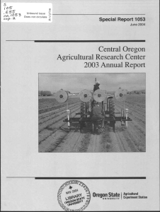 Oregon Agricultural Research Center 2003 Annual Report Central