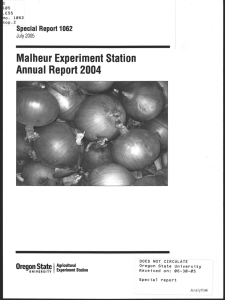 Maiheur Experiment Station Annual Report 2004 Special Report 1062 Oregon State I
