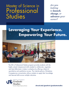 Professional Studies Master of Science in Leveraging Your Experience.