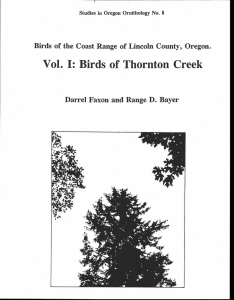 Vol. I: Birds of Thornton Creek Oregon Ornithology No. 8