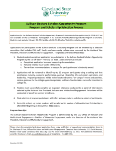 Sullivan-Deckard Scholars Opportunity Program Program and Scholarship Selection Process