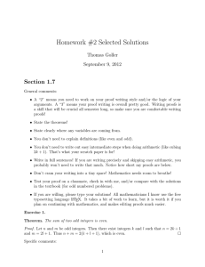Homework #2 Selected Solutions Section 1.7 Thomas Goller September 9, 2012