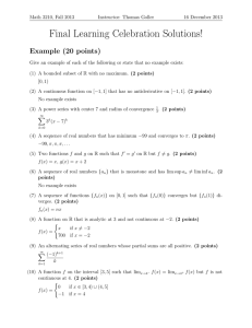 Final Learning Celebration Solutions! Example (20 points)