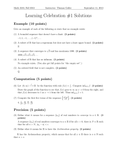 Learning Celebration #1 Solutions Example (10 points)