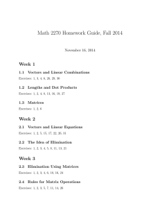 Math 2270 Homework Guide, Fall 2014 Week 1 Week 2
