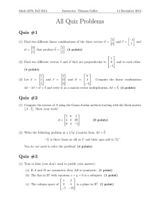 All Quiz Problems Quiz #1