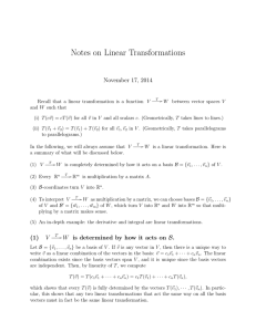 Notes on Linear Transformations November 17, 2014